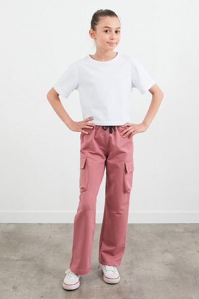 Fulla Moda Cargo Pocket Girls' Sweatpants with Elastic Waist