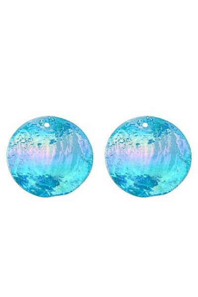OEM Mother-of-pearl Earrings, Light Navy Green, With Stainless Steel Studs, Handmade