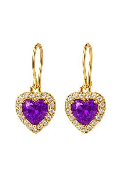 OEM Heart-shaped Earrings, 18k Gold Plated, Handmade In Romania