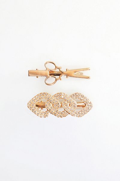 Fulla Moda Scissor Detailed Stone 2-Piece Collet Buckle