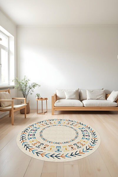 Liriya Dijital Baskı Modern Etnik Desenli Dekoratif Makinada Yıkanabilir Salo...