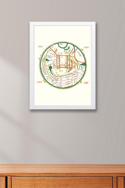 Saturn Mahmut of Kashgar Map Framed Painting