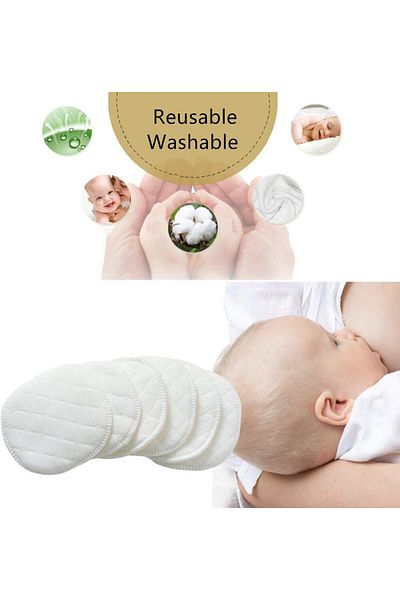 SOLLUXE Cotton Breast Pads, 10 pcs Premium Washable, Reusable and Comfortable for Breastfeeding