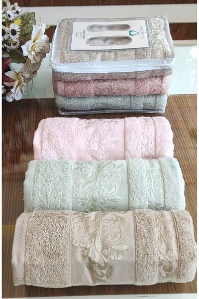 A.Z.H. SUPER LUXURY MISS BAMBOO 50X90CM. EXPORTED HAND&FACE TOWEL SET OF 3 CONTAINS 70% BAMBOO FIBER