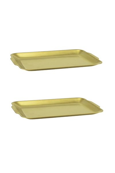 Culinaro Set of 2 trays, rectangular platters Vinage Gold 32.5x16.2cm, stainless steel, gold