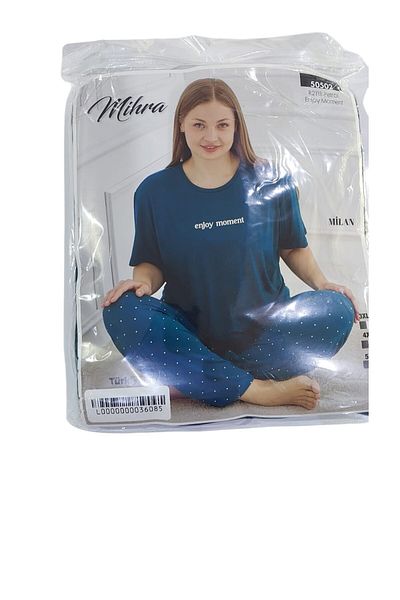 Mihra Battal Short Sleeve Bottom Long Pajama Set