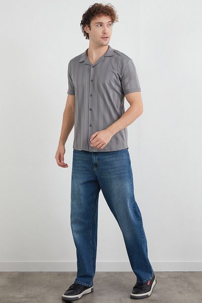 Fulla Moda Jacquard Shirt with Folded Sleeves