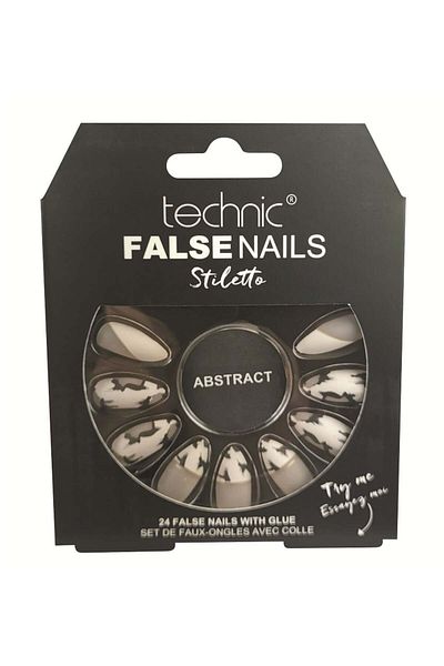 TECHNIC Set of 24 False Nails with glue included False Nails, Stiletto, Abstract
