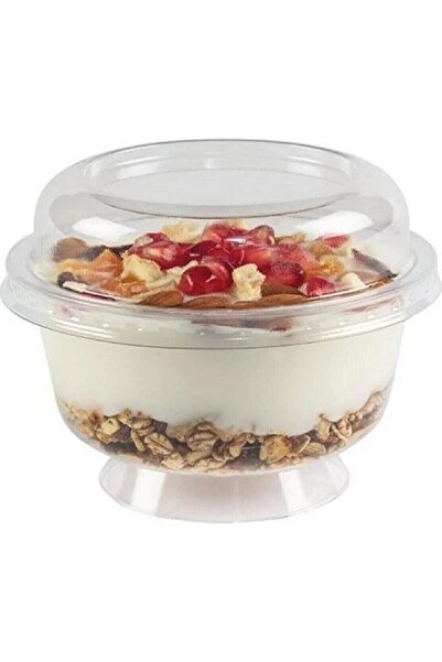 TATLI GÜNLER 10’lu Kapaklı Şeffaf Tatlı Kabı – Magnolia Kasesi | Sunum Kabı Aşure Kabı