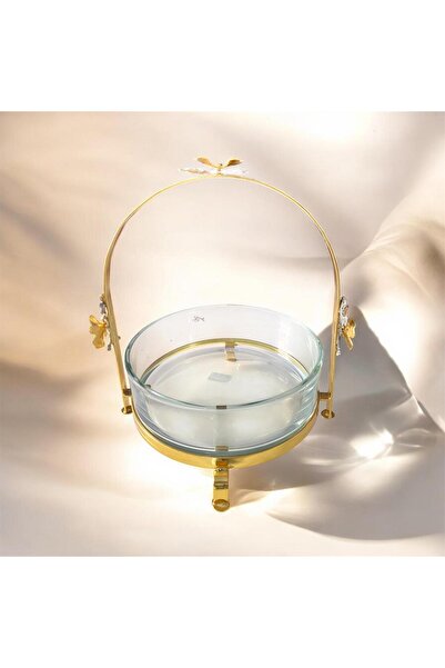 partridge store Glass Presentation Plate with Metal Handle 25 cm