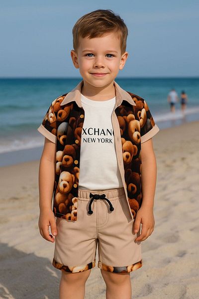 Bulut Baby Boy's Summer, Sea Shirt-T-Shirt-Shorts Set