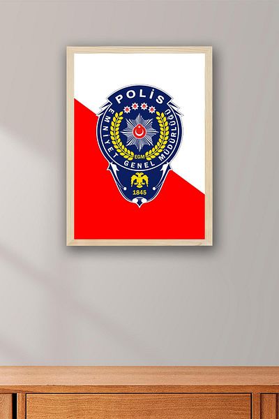 Saturn Police Coat of Arms Logo Framed Painting
