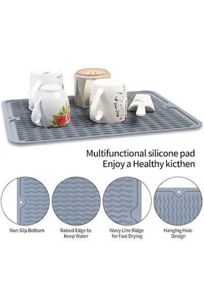 MOAWAVE Scurgător de vase mare din silicon rezistent la căldură, gri deschis MOAWAVE™