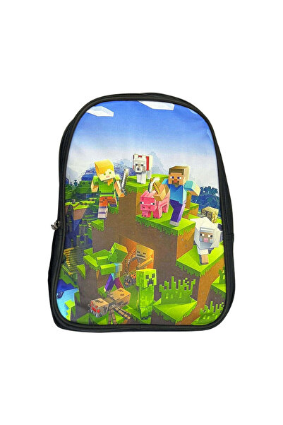 SOLLUXE Ghiozdan Minecraft pentru scoala, 2 compartimente cu fermoar, model e...