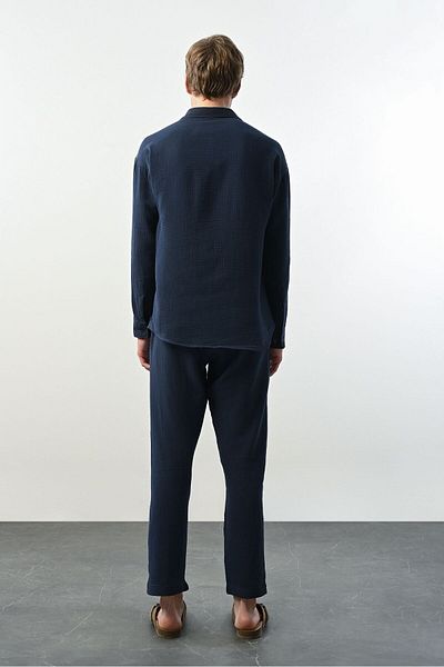 TÜZeMEN Comfortable cut muslin baggy trousers