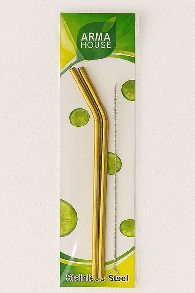 Arma House Set of 2 Gold Steel Straws