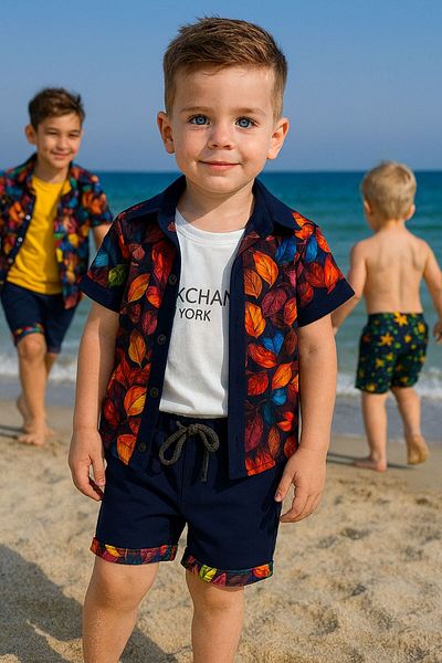 Bulut Baby Boy's Summer, Sea Shirt-T-Shirt-Shorts Set
