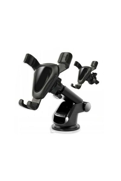 OEM Suport Auto pentru Telefon 2 in 1, Montaj in grila de ventilatie + Montaj pe Parbriz, Reglabil, Brat