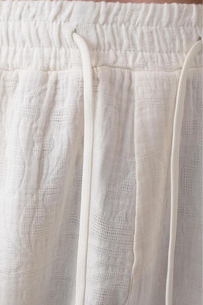 TÜZeMEN Leaf Patterned Textured Baggy Boy Casual Pants