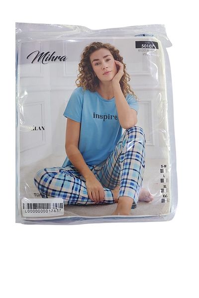 Mihra Milan Short Sleeve Bottom Long Pajama Set