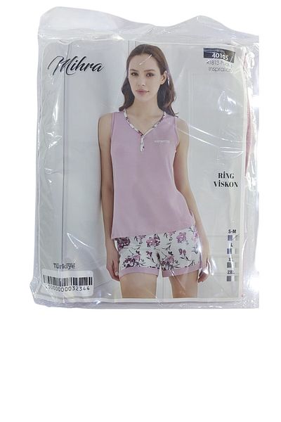 Mihra Ring Viscosa Zero Sleeve Shorts with Buttons Tkm.