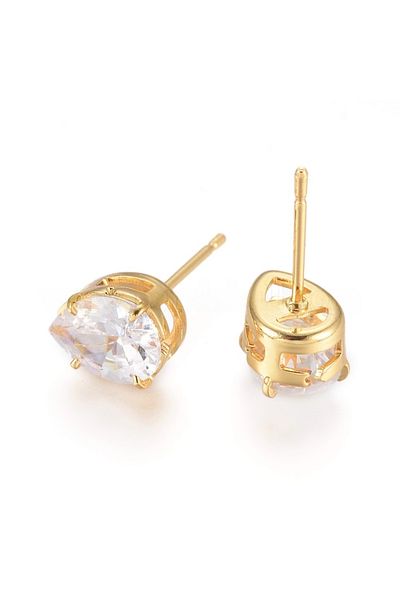 OEM Fine Jewelry Teardrop Earrings, 18K Gold and Sparkling Cubic Zirconia