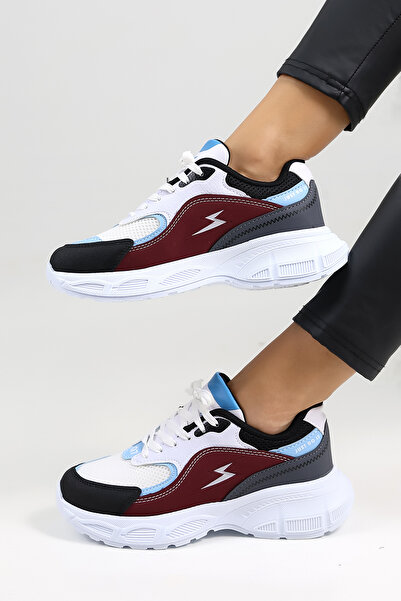 Encool Bílé bordó detailní dámské tenisky pro volný čas Stylová vysoká podrážka - s možností výběru barvy