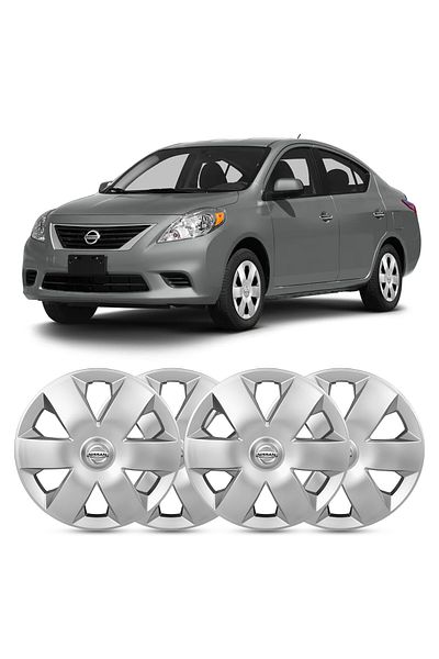 AGC Wheel Cover Set for Nissan Sunny 2013 – 14'' Silver Durable Hubcaps with Retention Ring - 924