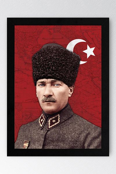 Saturn Mustafa Kemal Atatürk Framed Painting - Ottoman Officer Uniformed
