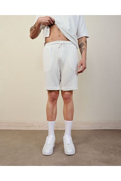 TÜZeMEN Striped Fabric Sports Shorts