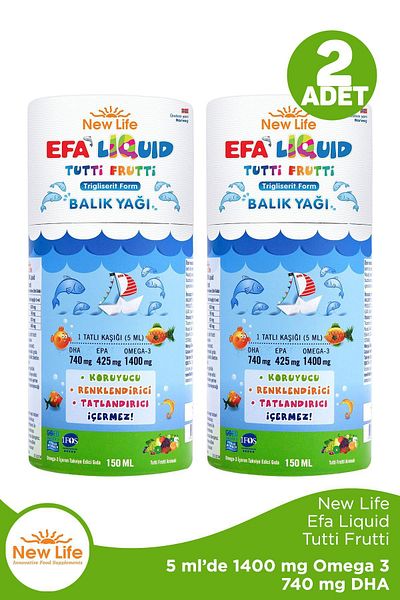 New Life Efa Liquid Tutti Frutti Fish Oil Syrup 150 ml 2 Pieces