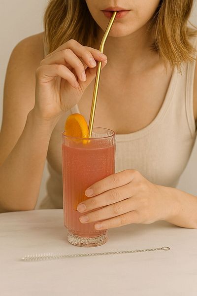 Arma House Set of 2 Gold Steel Straws