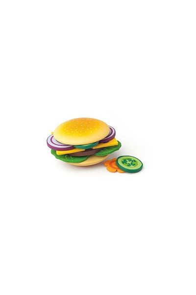 Divendi Joc de hamburger din lemn cu toate accesoriile incluse
