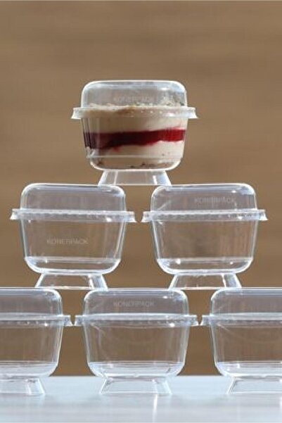 TATLI GÜNLER 10’lu Kapaklı Şeffaf Tatlı Kabı – Magnolia Kasesi | Sunum Kabı Aşure Kabı