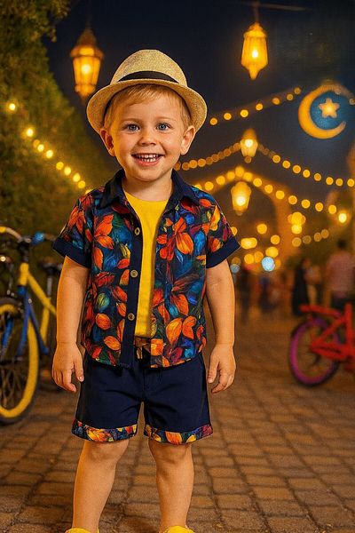 Bulut Baby Boy's Summer, Sea Shirt-T-Shirt-Shorts Set