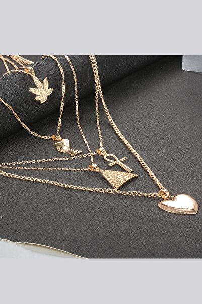 Chiccy Nefertiti Ve Kalp Detalı Çoklu Kolye