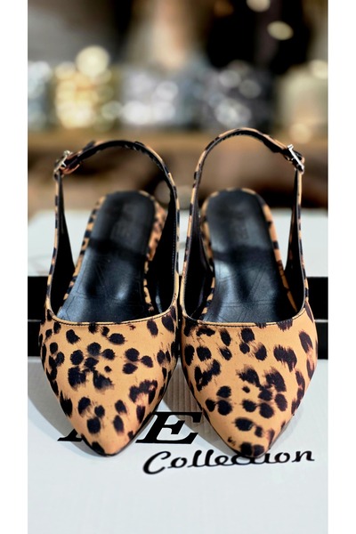 Shoes'n حذاء باليرينا مفتوح من الخلف بنقشة الفهد للسيدات