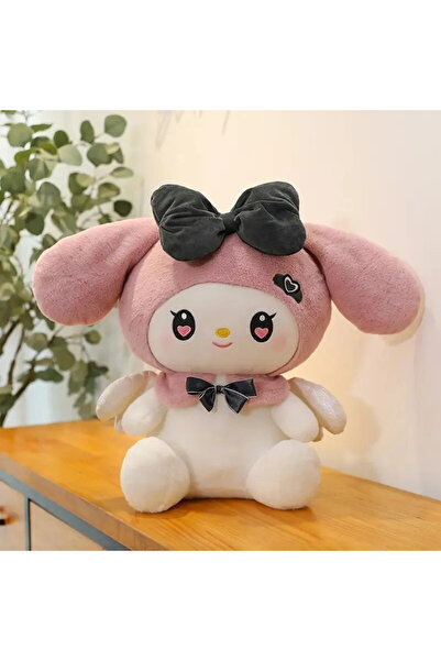 MOAWAVE Jucărie de pluș, tip Kuromi din seria Hello Kitty Sanrio, dimensiune 20 cm, culoare roz și alb MOAWAVE™