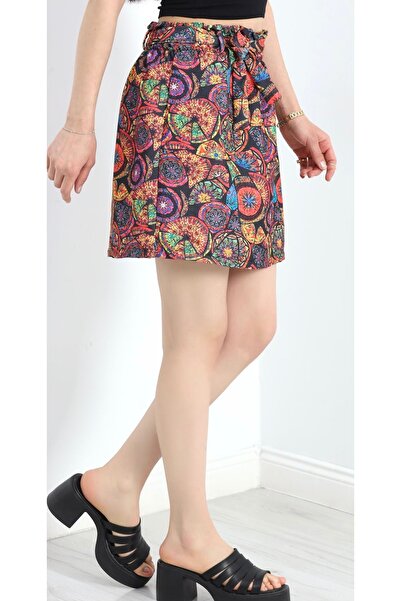 ÇİZGİN Etnik desenli mini etek
