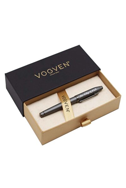 Kalemedair Vogven Marka Kişiye Özel Mat Füme Premium Roller Kalem