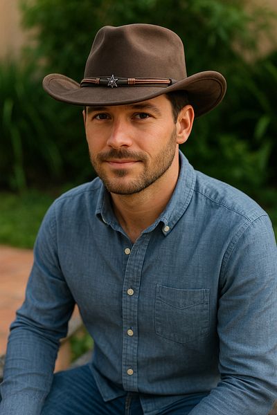 LAGRANZE Classic Design Men's Stamp Cowboy Hat