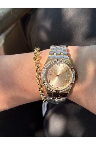 Ferrucci Rosegold Color Simple and Stylish Stone Steel Color-Unchanging Women's Watch