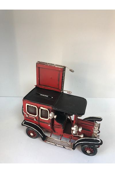NOSTALJİM Decorative Metal Mini Car, Photo Frame, Savings Bank 15 cm