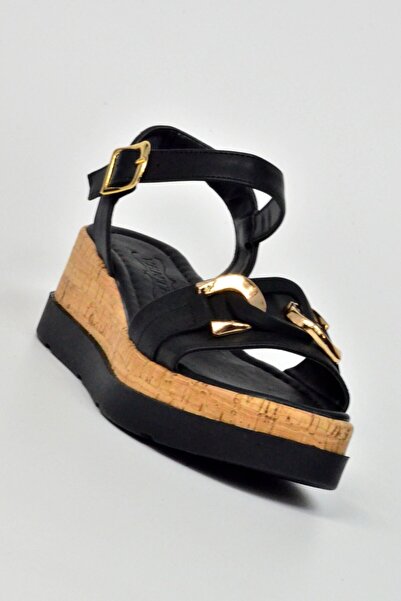 Ventes Sandale cu talpă groasă din plută, cu detaliu de lanț din piele, cu o singură curea, legate la gleznă 5812100Z