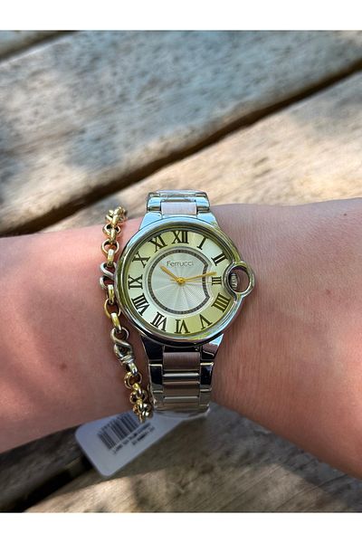Ferrucci Rosegold and Silver Bicolor Brand Model Steel Color Do Not Change Women's Watch