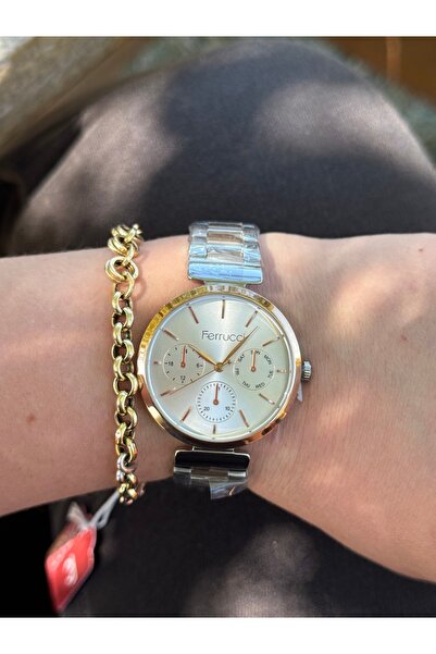 Ferrucci Rosegold and Silver Bicolor Function Sport Steel Watches Women's Watches Do Not Change Color