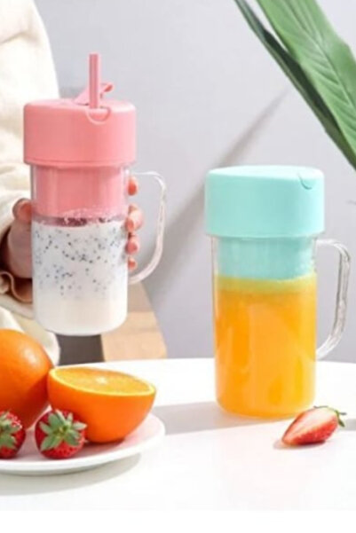 ESENLİWE Smoothie Meyve Sıkacağı Özel Üretim Pipetli Bardak Blender Meyve Sıkacağı USB Elektrikli