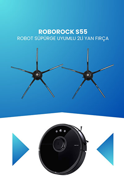 ELECTROLL Συμβατή με Roborock S55 Robot Vacuum Cleaner Πλαϊνή βούρτσα 2 τεμαχίων Μαύρη