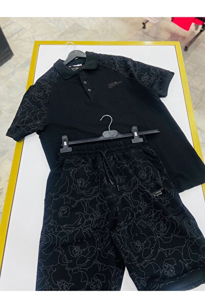 nutika Patterned Polo Neck Shorts Set