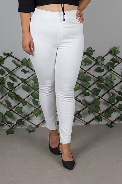 Truva XXL Plus Size High Waist White Cotton Leggings Pants – Comfortable Fit with Back Pocket, Full Lycra